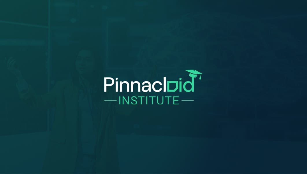 The Pinnacloid Institute wordmark over an AI training session